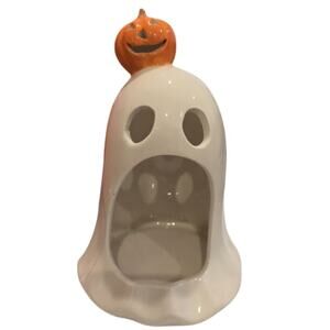 Maisey Mae Ghost Candle Holder with Pumpkin Top – Halloween – New